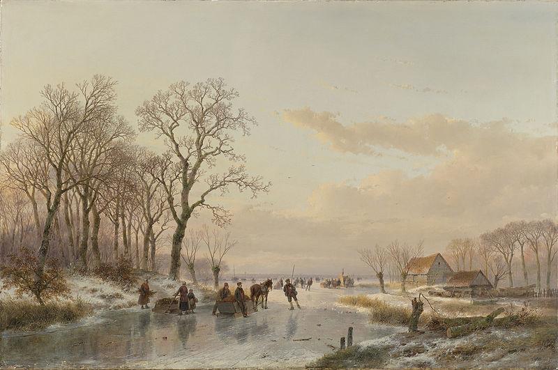 Andreas Schelfhout Een bevroren vaart bij de Maas oil painting image